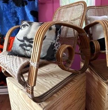Vintage rattan chairs as is.