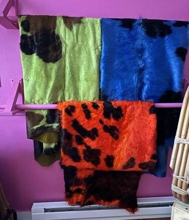 cow hides. Assorted colors.