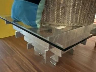 vintage chrome and glass table